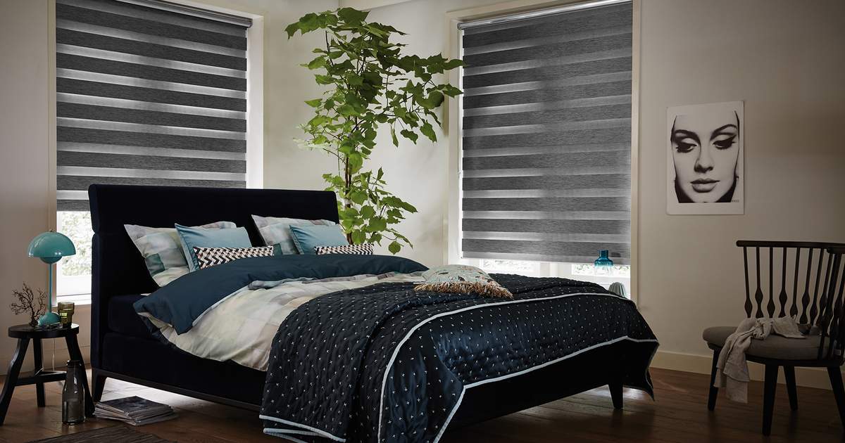 sypialnia z zasłonami